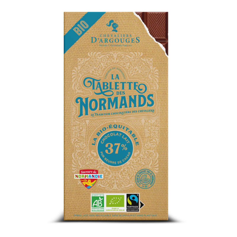 Chocolat bio artisanal : tablette bio au chocolat Lait 100g - Tablette des  Normands