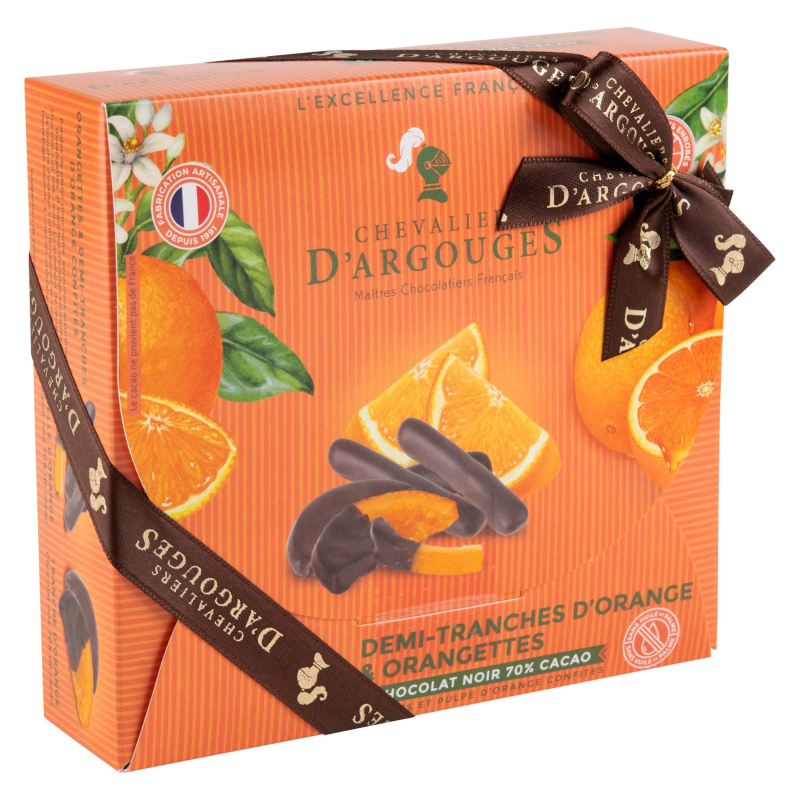 Ballotin orangettes et tranches d'oranges enrobées
