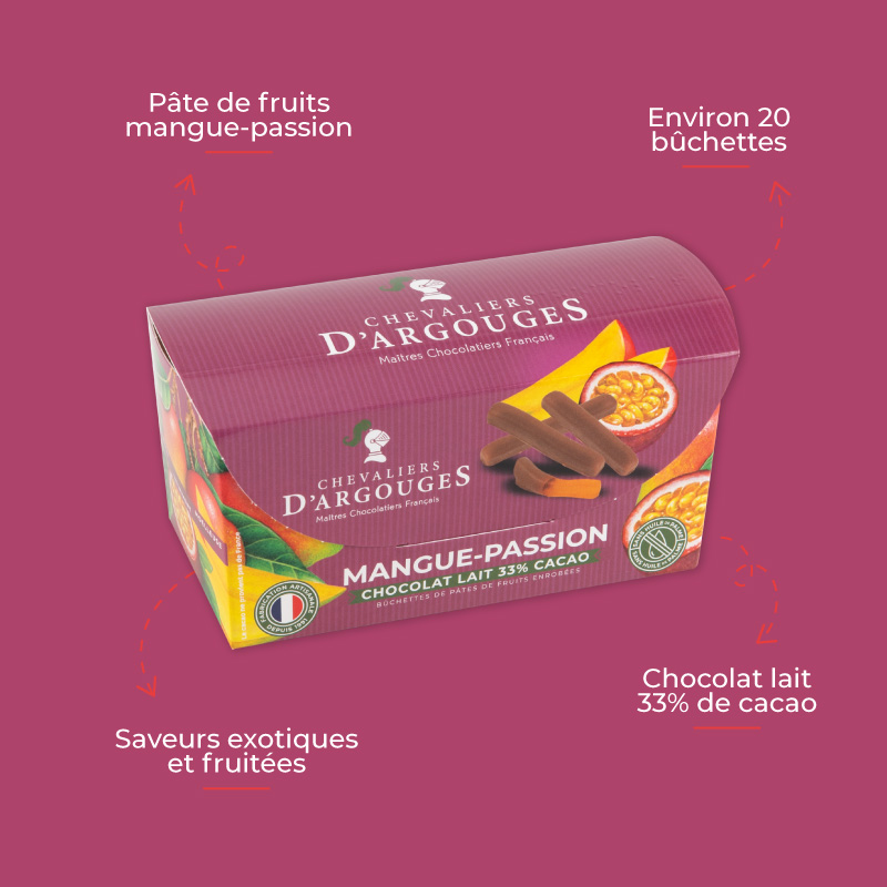 Ballotin bûchettes mangue passion enrobées