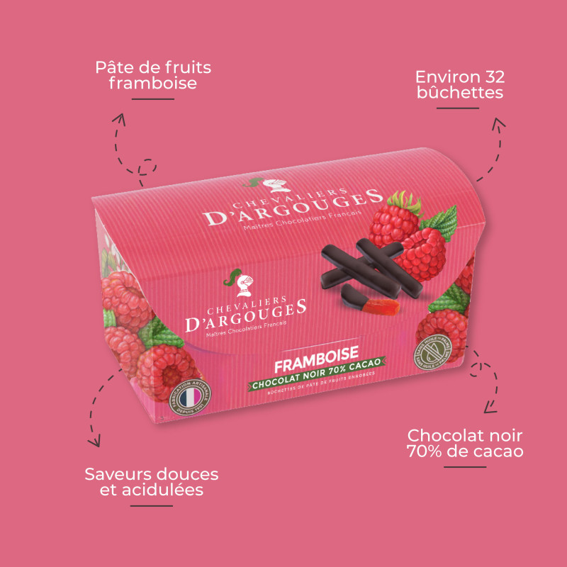 Ballotin bûchettes framboise enrobées